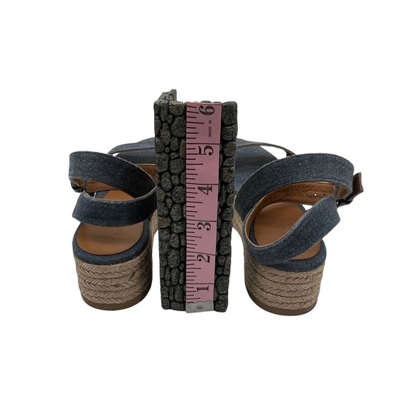 Polo Ralph Lauren Blue Denim Espadrille Platform Sandals Size 37 1/2 Women's - Picture 8 of 9